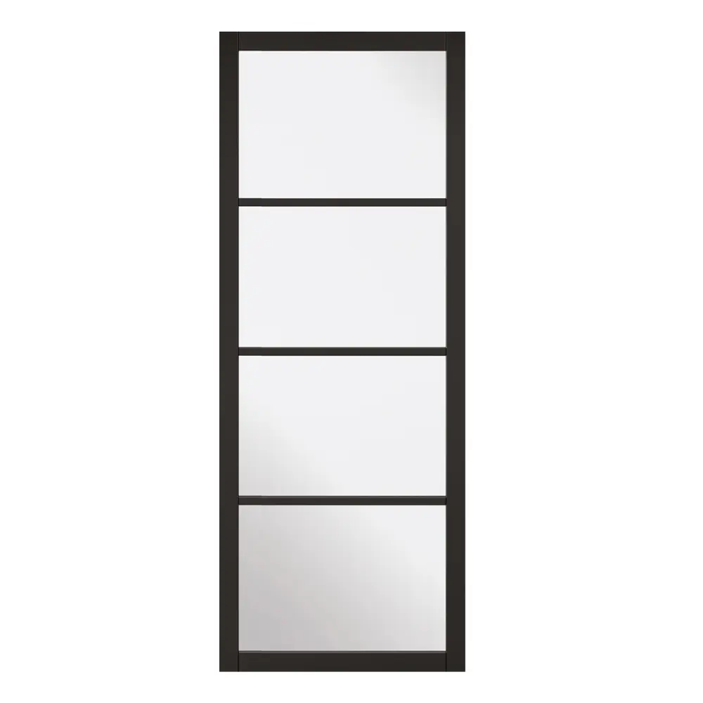 Soho Clear Glass - 4 Panel Black Frame Door - 30" x 80"